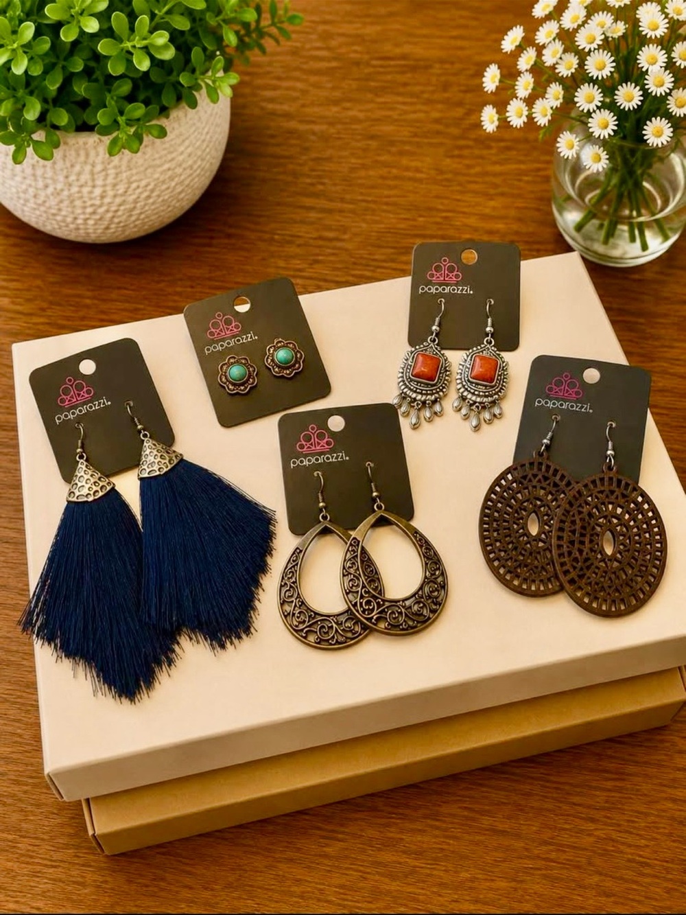 Paparazzi Navy Fringe and Antique-Silver Earring Set